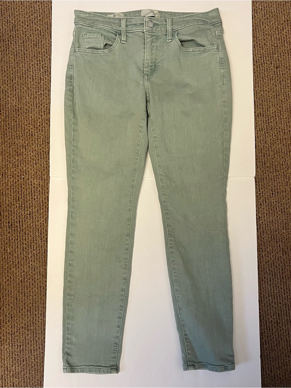 Womens Jeans Sage Green Mid-Rise Skinny Stretch Short 2/26S Universal Thread